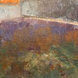 Old painting, urban landscape, signed and dated 80