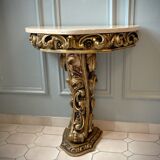 Carved wooden and marble console