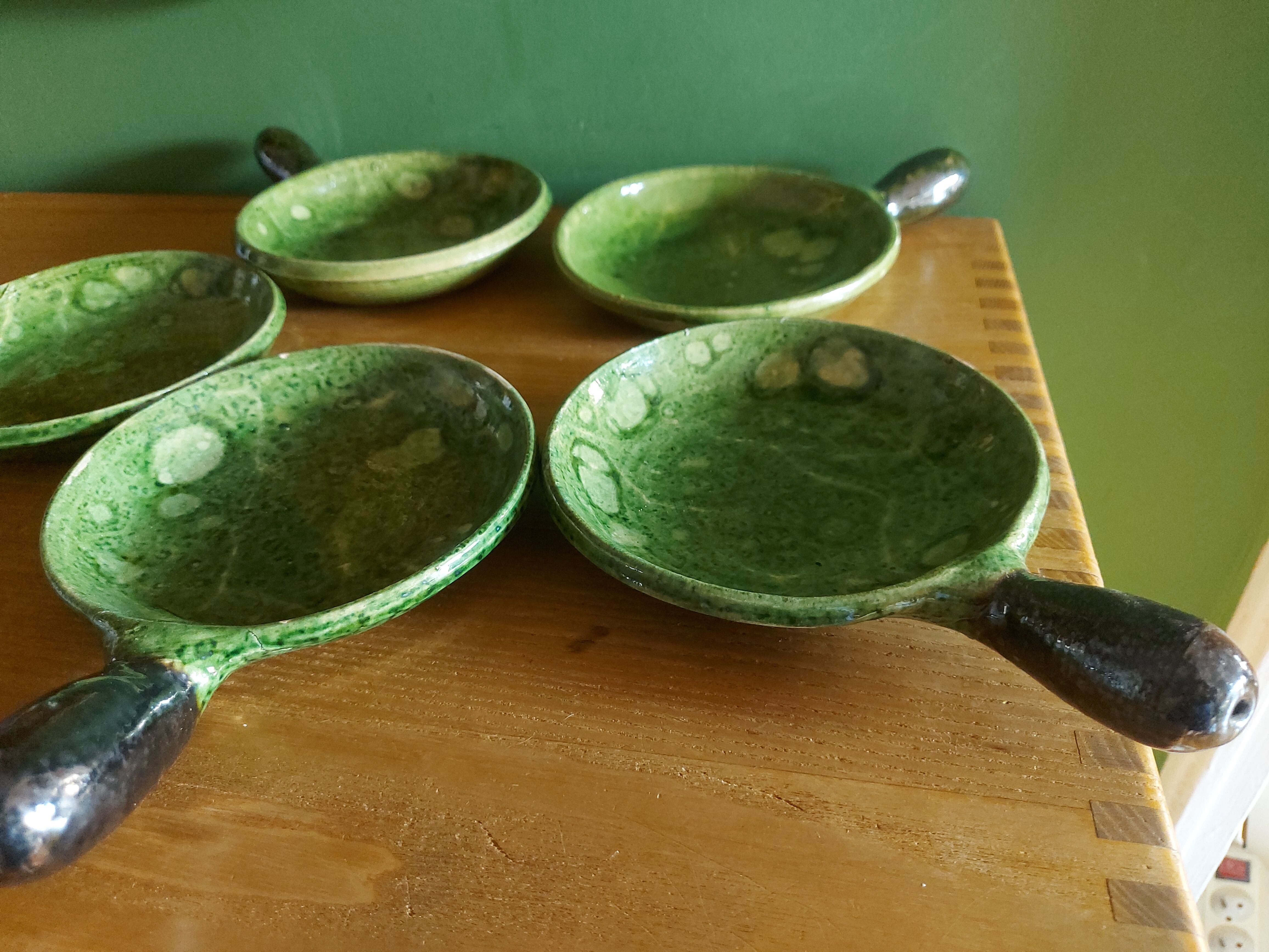 5 cups, Vallauris ceramic pans
