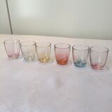 Lot of 6 shot glasses smoked with their metal holders