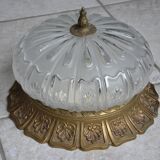 Ceiling light in brass and chiseled glass