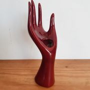 Hand wears red jewelry, ring, soliflore, vintage French, 50s