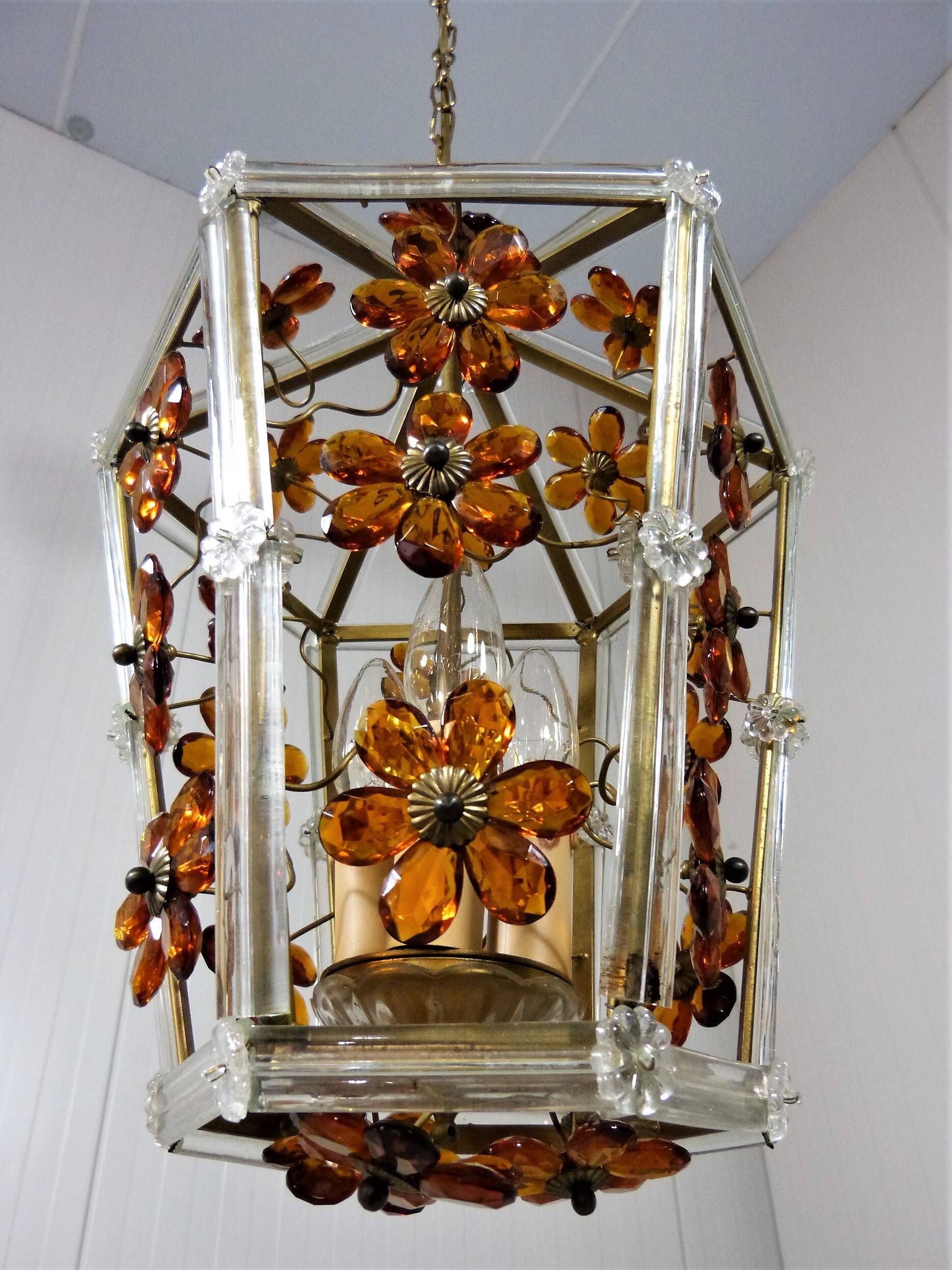Glass flower hanging lamp 1950-60’s