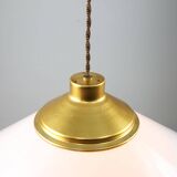 Space age italian plexiglas white saucer pendant lamp, 70s