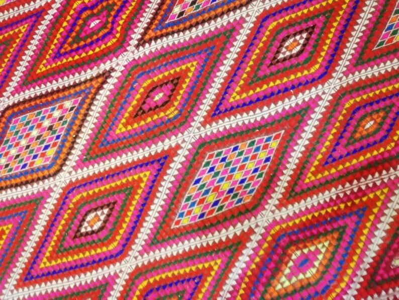 Red kilim carpet, handmade Moroccan wool rug.