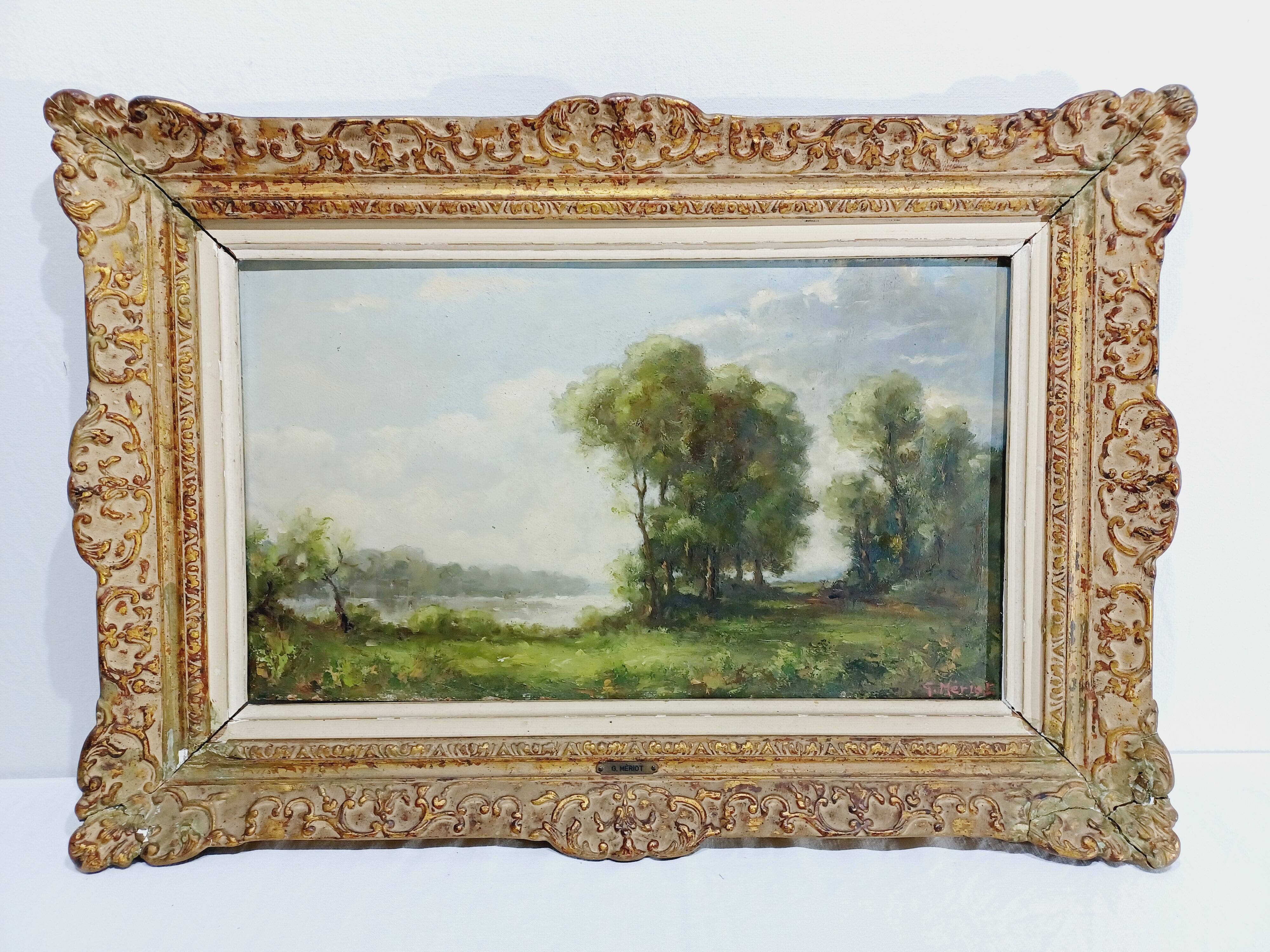 G. Mériot - Oil on panel "The Creuse at Bénévent"