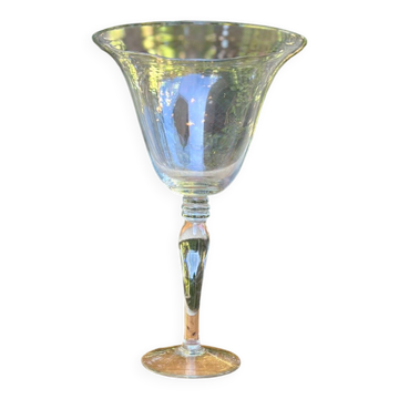 Grand vase sur pied géant en verre transparent — Style coupe calice / Médic