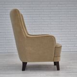 1970s, Danish highback armchair, original condition, furniture velour.