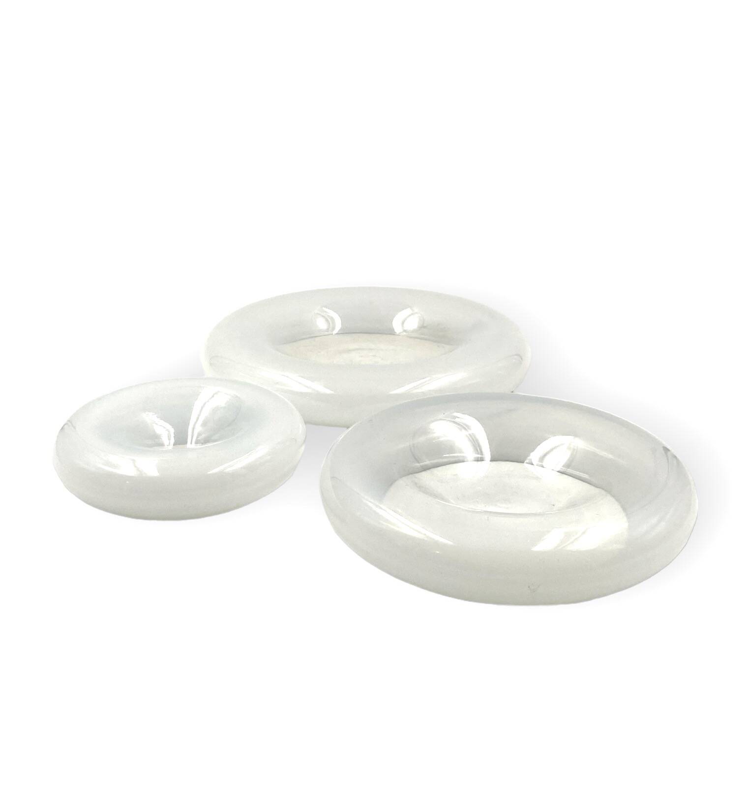 "Pomeri" cloudy crystal centerpiece / vide poche, Eleonore Peduzzi Riva, Vistosi Murano Italy, 1972