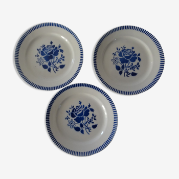 3 assiettes Evian  plates faïence ancienne