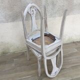 Pair of old white canne chairs