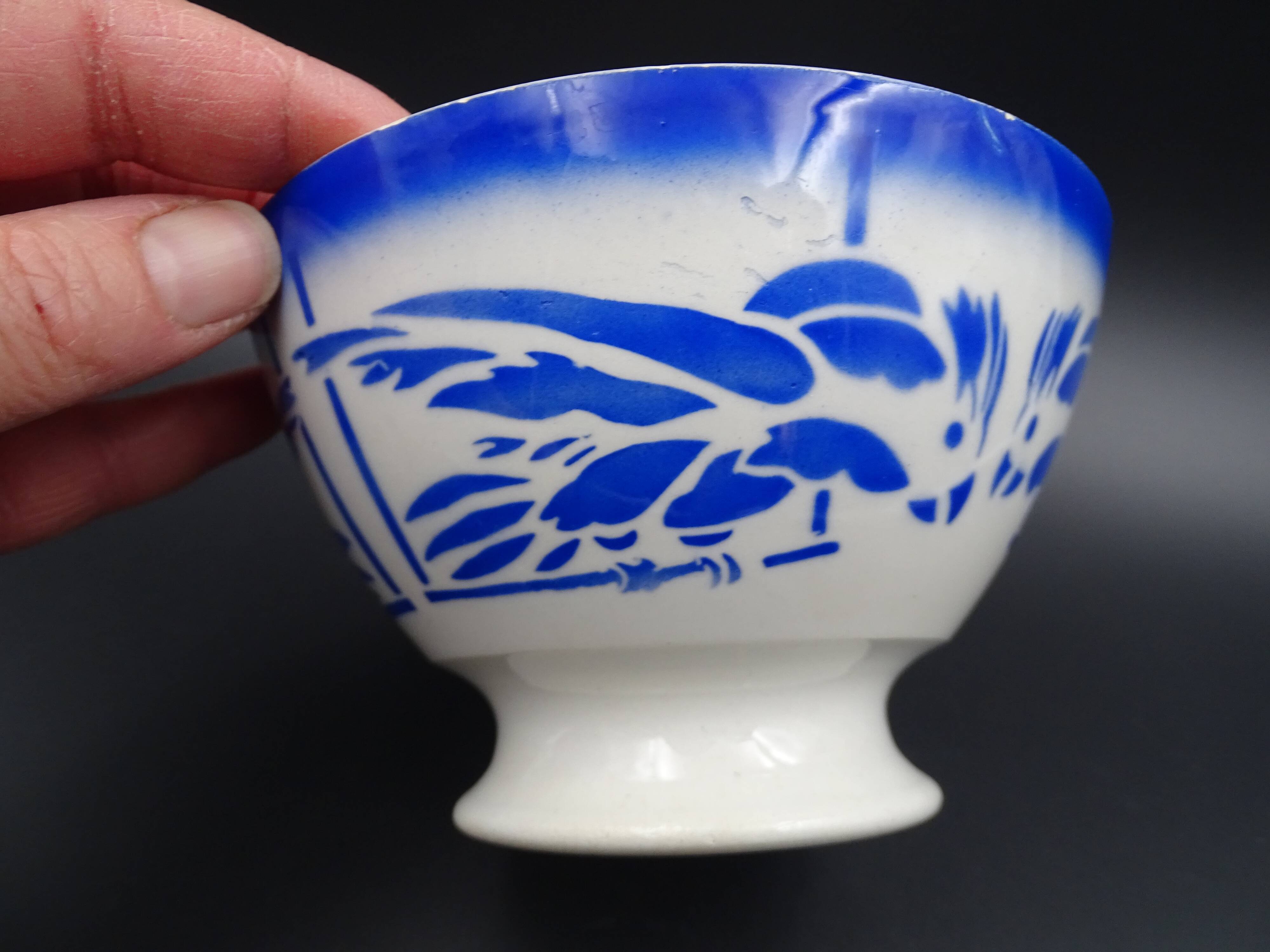 Bowl with earthenware parrots from Badonviller - circa 1940