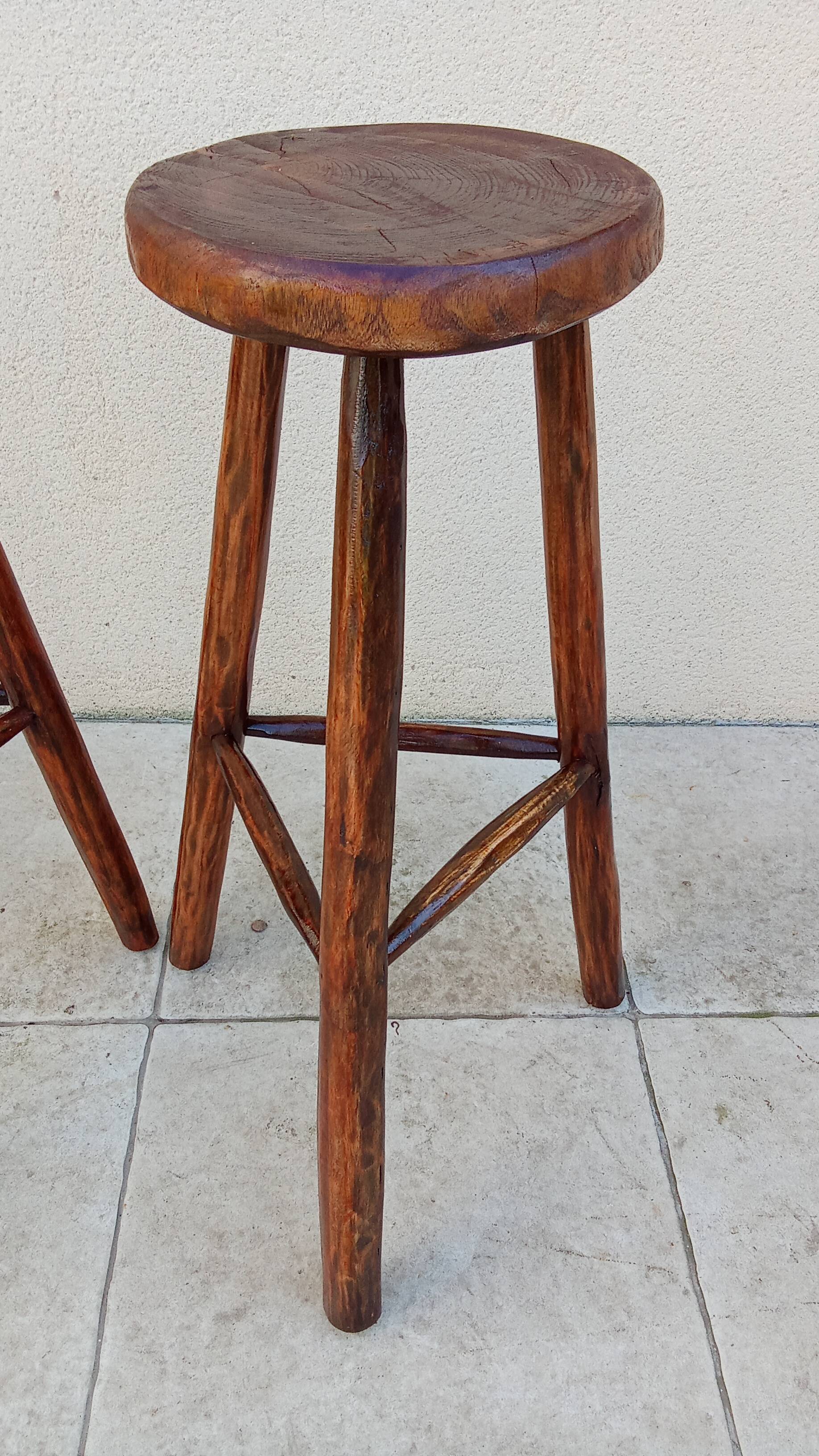 Pair of vintage brutalist high stools