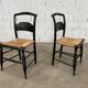 Hitchcock chairs in black wood and straw 1900s