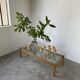Table scandinave teck blond et verre 60