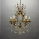Large Gilded Florentine Tole and Crystal Chandelier, 1950s