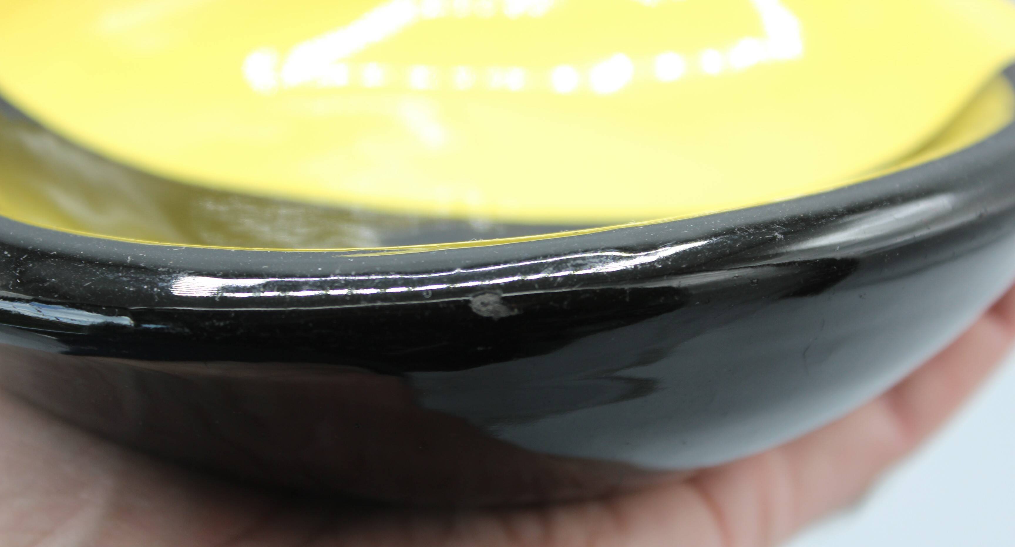 Old ceramic vintage design pocket tray black yellow