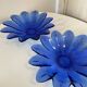 Set of 2 small plates fruit cup in the shape of a daisy/blue flower - pocket tray / ashtray