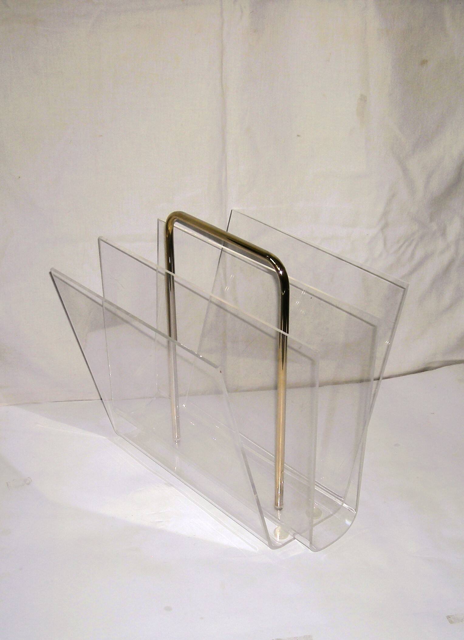 1970s plexiglass magazine rack
