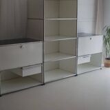 Lot of 3 designer furniture: usm haller white: 1 column with 2 modules.