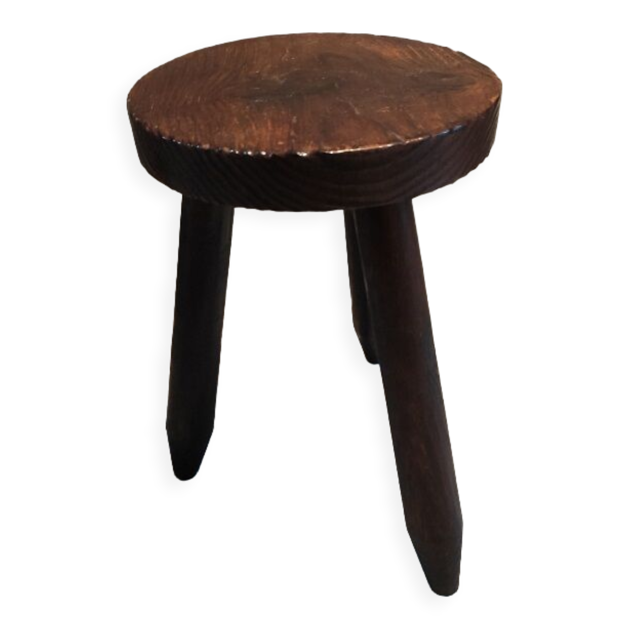 Solid wood stool legs varnished tripod patinated