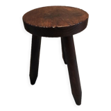 Solid wood stool legs varnished tripod patinated