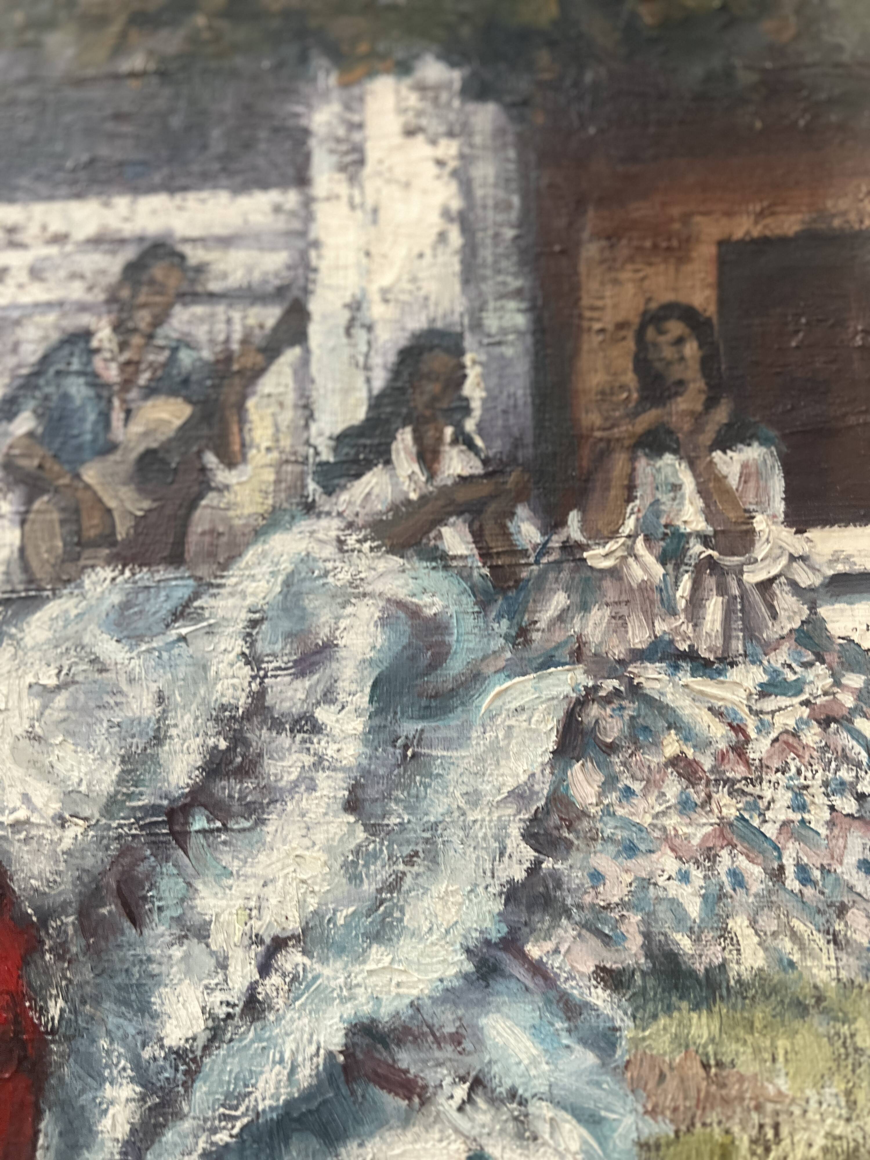 " La Gitane " huile sur toile encadrée. XX siècle