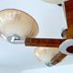 Large Art Deco pendant light in wood and glass, 1930s