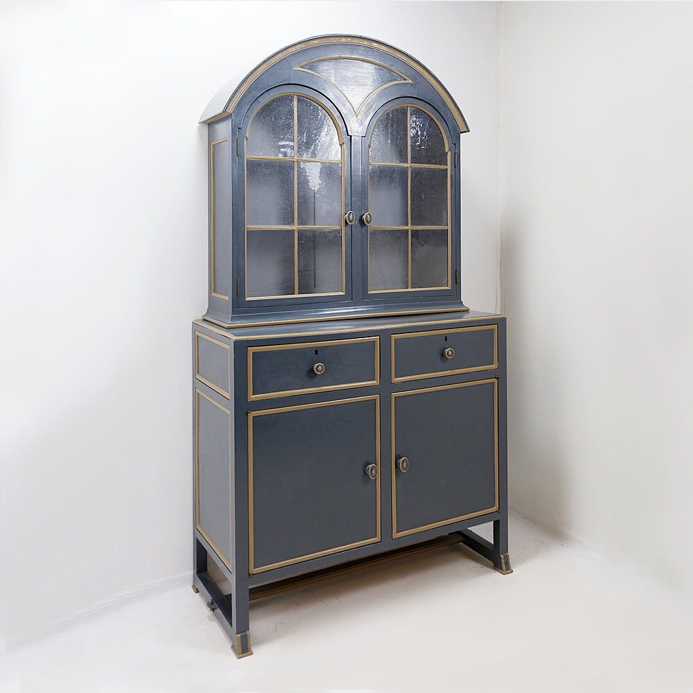 Double-bodied sideboard in grey lacquered wood - one pair available (A)