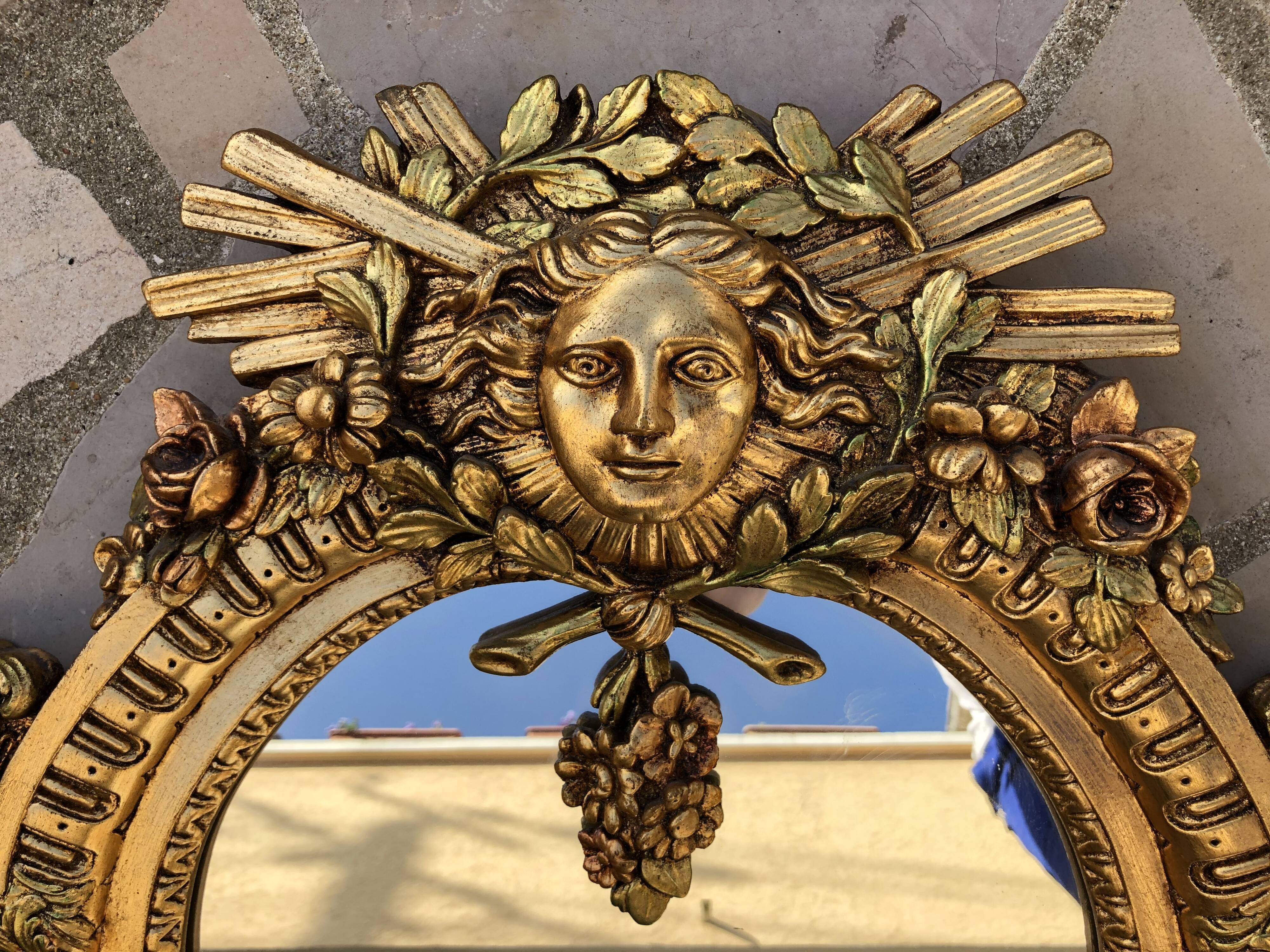 Gilded wooden mirror Regency style 54 x 95 cm