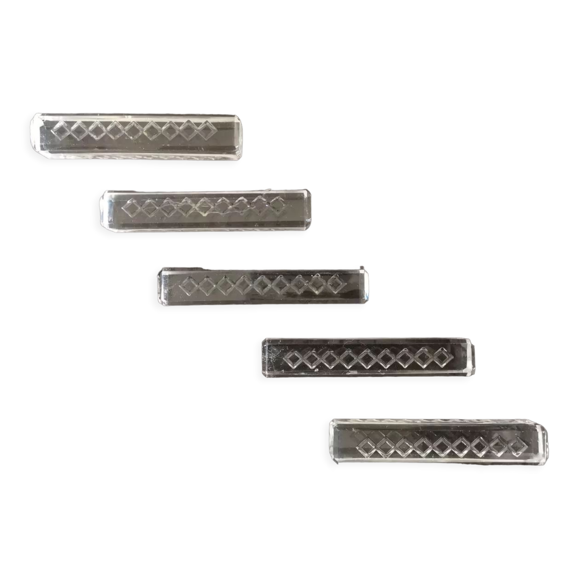 Set of 5 modernist knife rests in cut crystal - 1950s/1960s