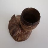 Pot à crayon bois sculpté oiseau