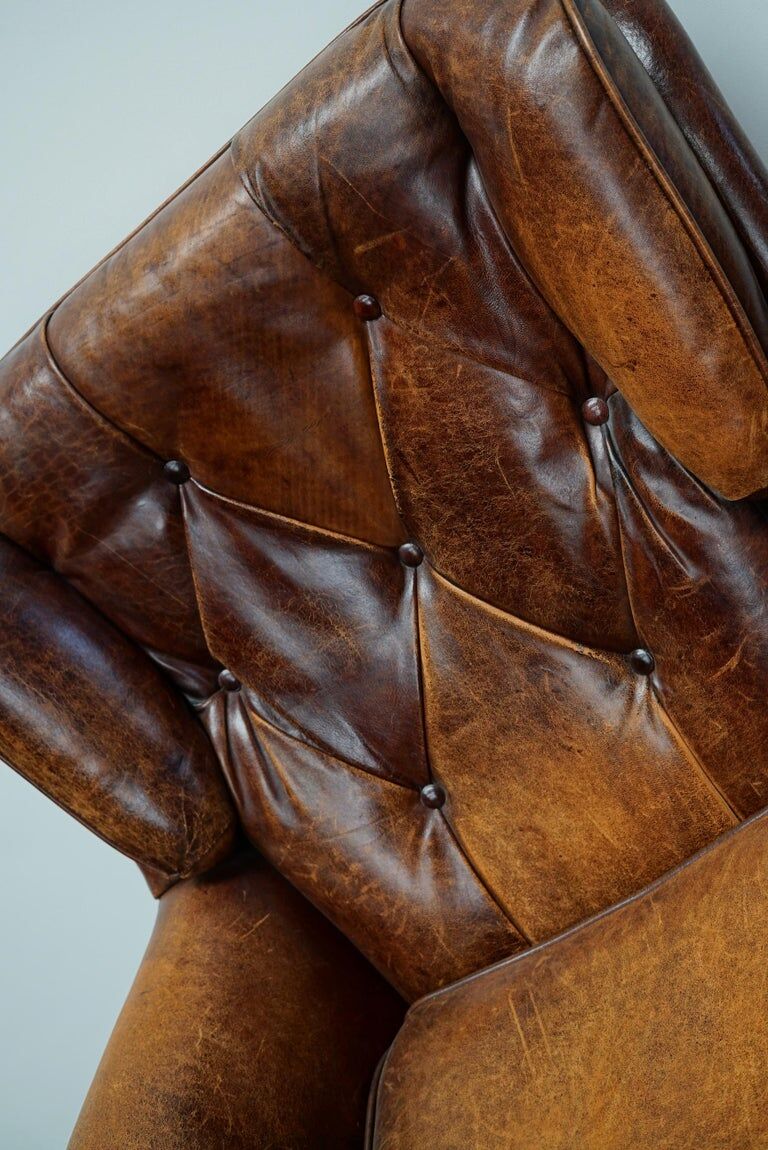 Fauteuil club vintage hollandais en cuir