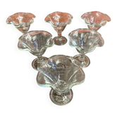Set of 6 Ice Cream Bowls FIDENZA VETRARIA Moulded Glass Petal Shape It