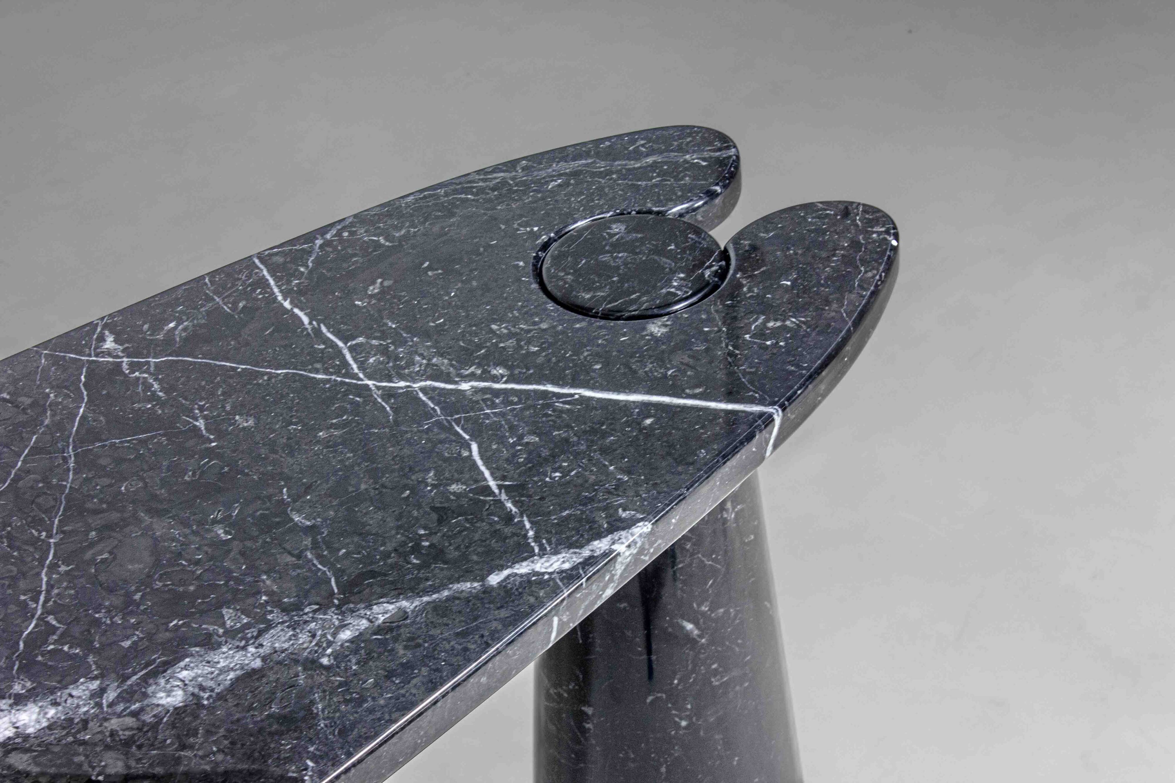 'Eros' console table in black marquina marble by Angelo Mangiarotti