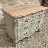 Louis XV style chest of drawers in patinated cherry wood and raw wood top