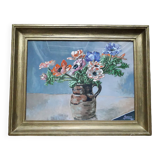 Old painting representing a bouquet of anemones