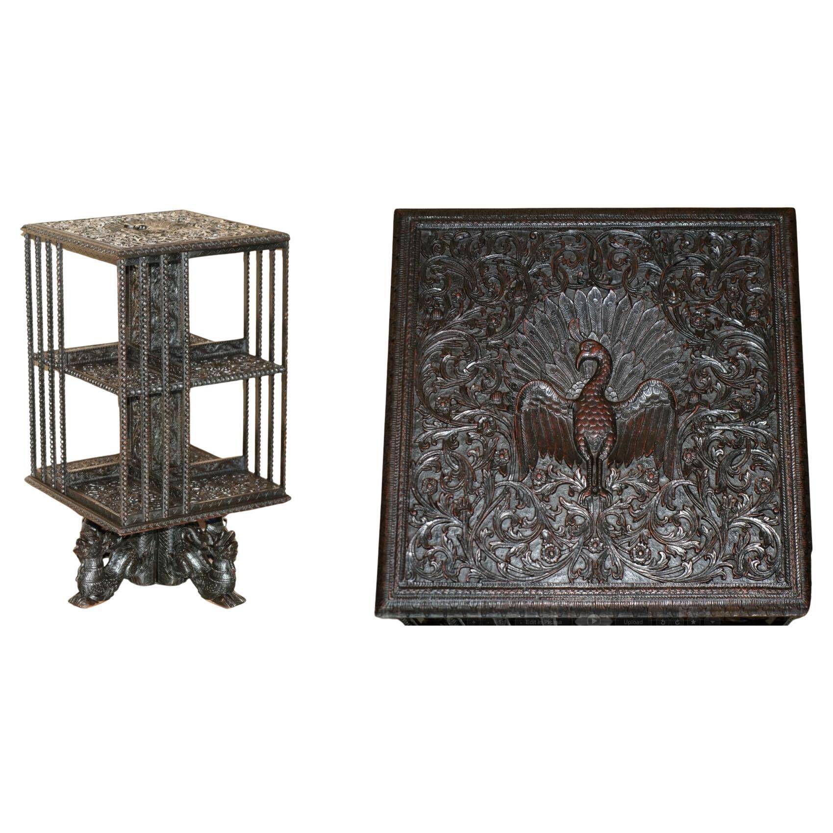 Anglo-Indian revolving library table, decorated, 1880.