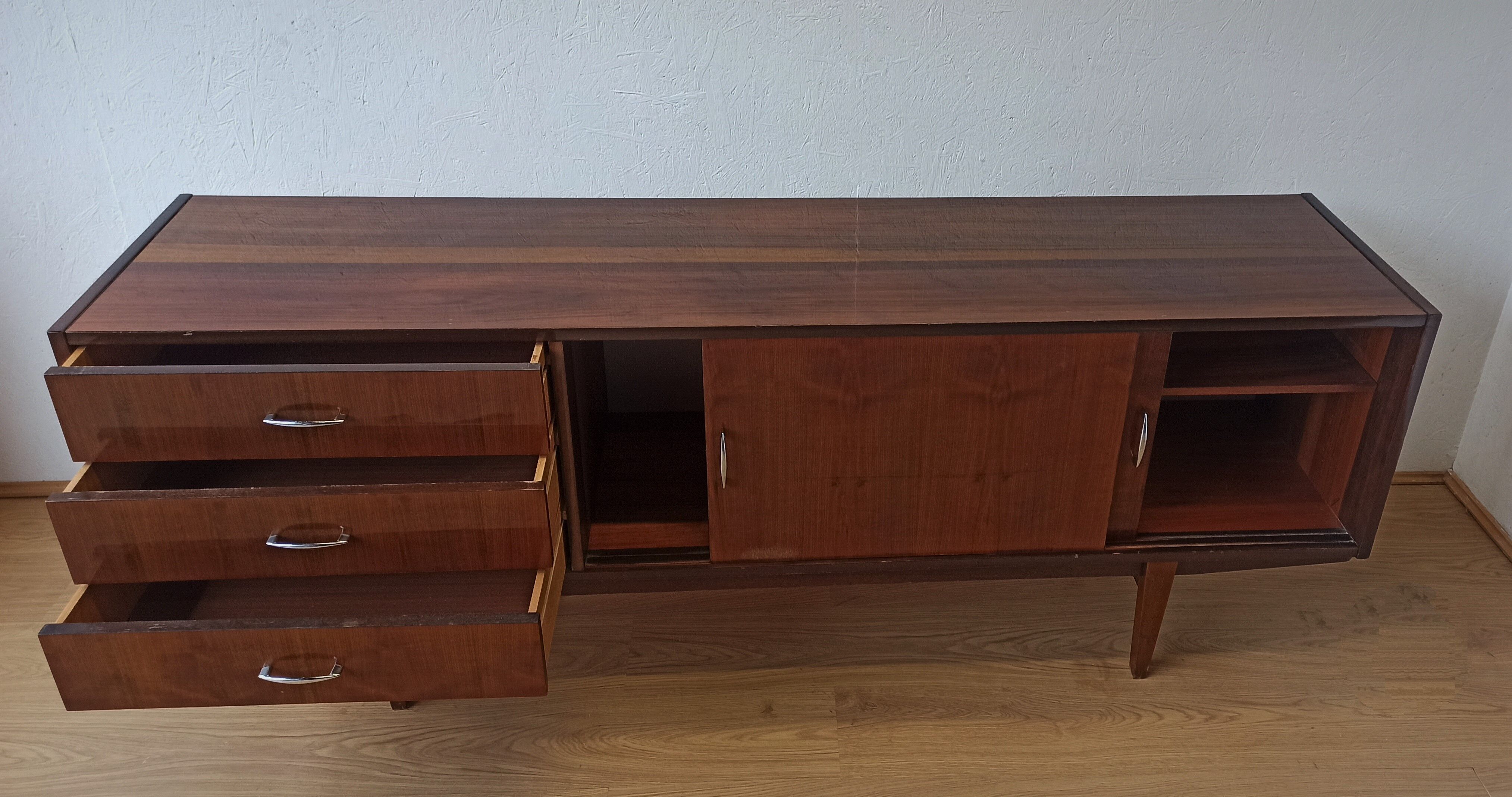 Modernist long sideboard of the 1970s