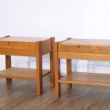 Pair of vintage elm bedside tables by Doubinsky brothers