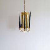 Modern mid-century brass chandelier Reflex Pierre Forssell Skultuna, Sweden