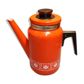Cafetière en  tôle émaillé rouge vintage