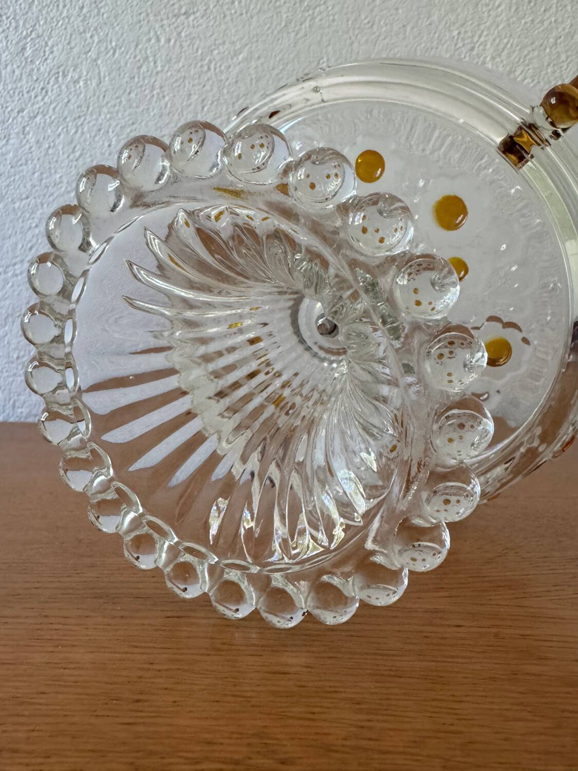 60s crystal glass footed bowl