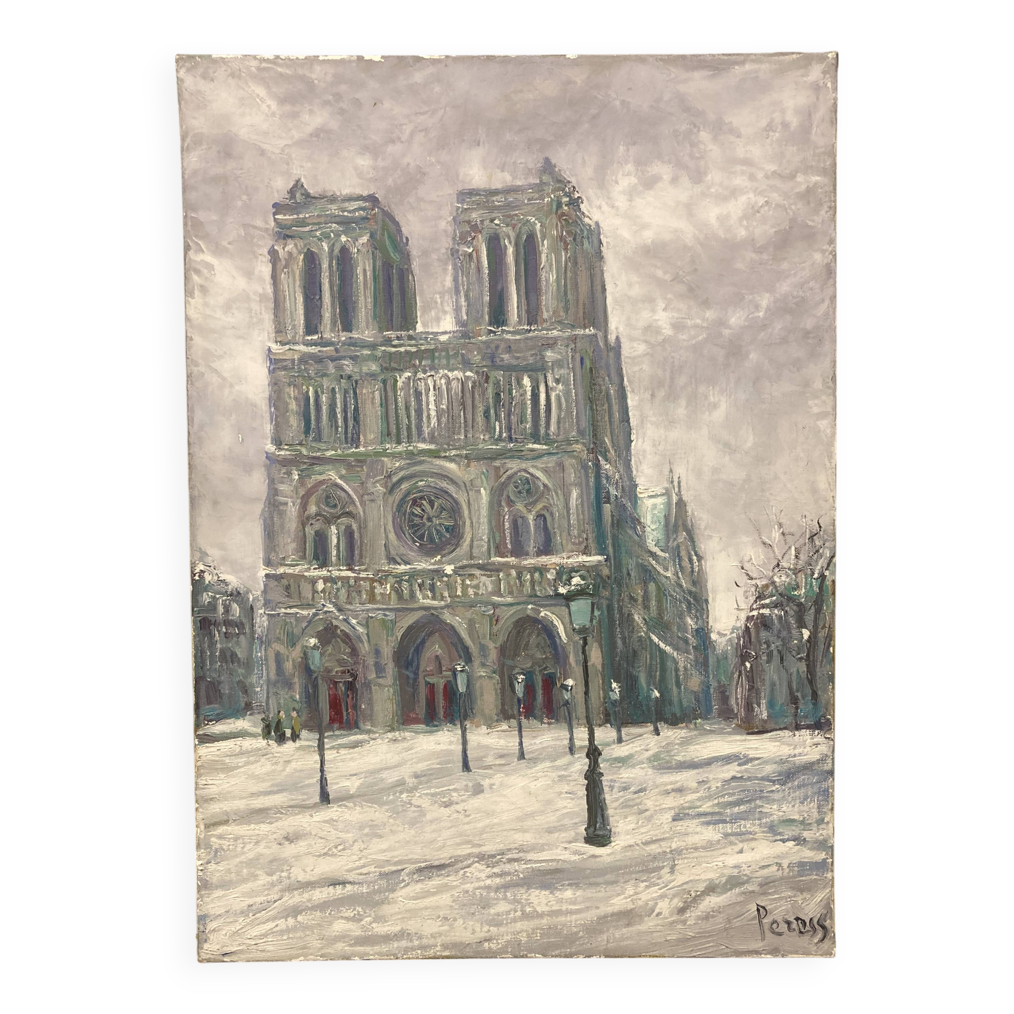 Pierre PERESS (1919-1990) Notre-Dame de Paris, Oil on canvas 1980's