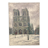 Pierre PERESS (1919-1990) Notre-Dame de Paris, Oil on canvas 1980's