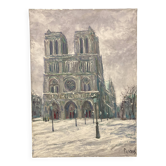 Pierre PERESS (1919-1990) Notre-Dame de Paris, Huile sur toile 1980's