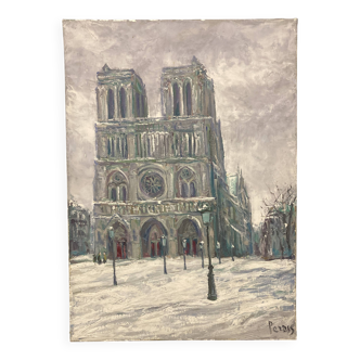 Pierre PERESS (1919-1990) Notre-Dame de Paris, Oil on canvas 1980's