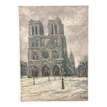 Pierre PERESS (1919-1990) Notre-Dame de Paris, Oil on canvas 1980's