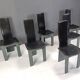 Set of 6 Italian leather and green lacquer dining chairs, 1980s