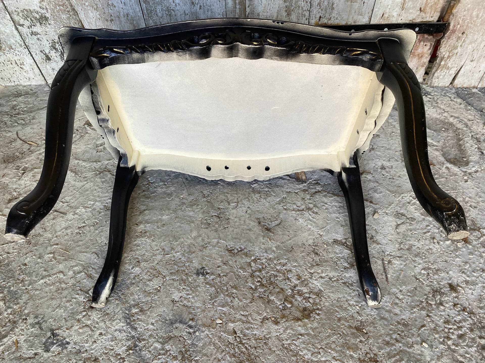 Vintage Black Carved Oak Louis XV Style Coffee Table